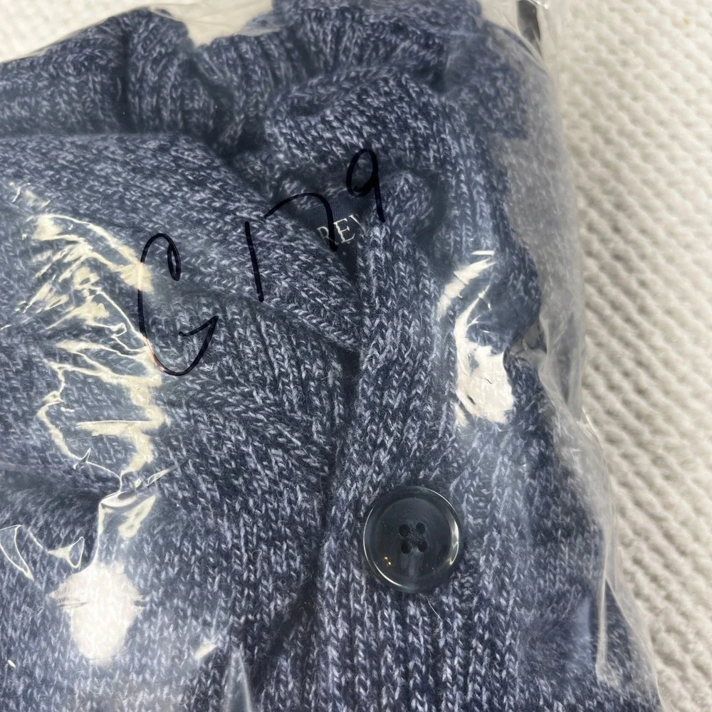 New J. Crew‎ Men's Speckled Blue Shawl Collar Button Sweater Size L